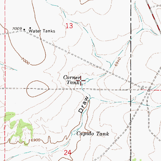 Topographic Map of Corner Tank, NM