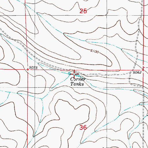 Topographic Map of Corner Tanks, NM
