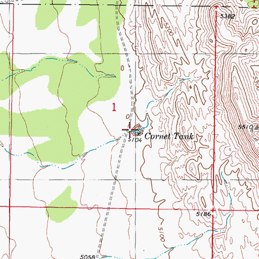 Topographic Map of Cornet Tank, NM