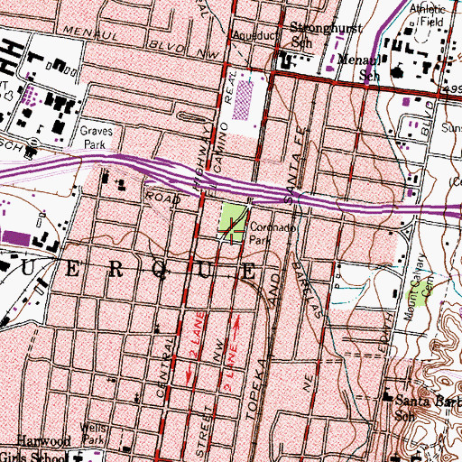 Topographic Map of Coronado Park, NM