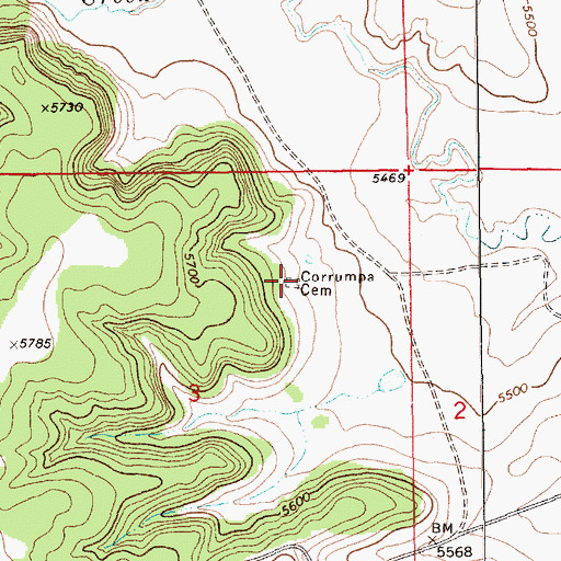 Topographic Map of Corrumpa Cemetery, NM