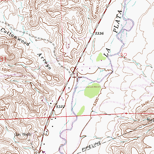 Topographic Map of Cottonwood Arroyo, NM