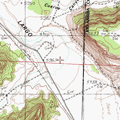 Topographic Map of Cottonwood Canyon, NM