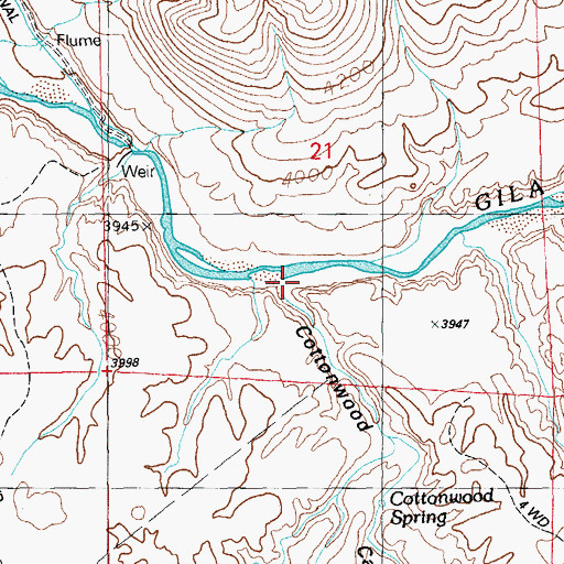 Topographic Map of Cottonwood Canyon, NM