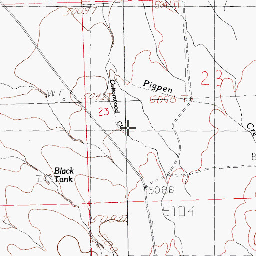 Topographic Map of Cottonwood Creek, NM