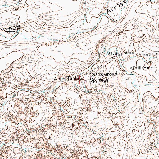 Topographic Map of Cottonwood Springs, NM