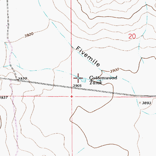 Topographic Map of Cottonwood Tank, NM