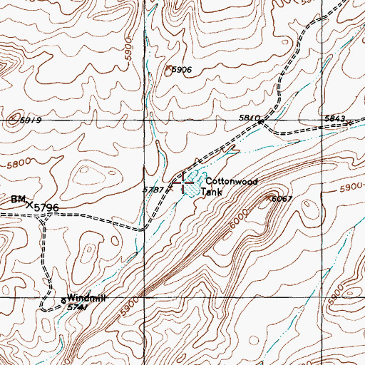 Topographic Map of Cottonwood Tank, NM