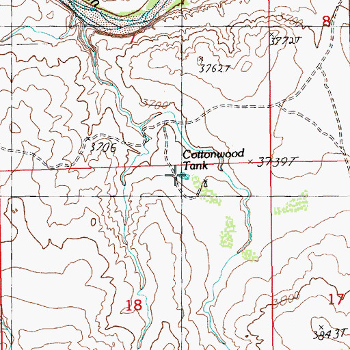 Topographic Map of Cottonwood Tank, NM