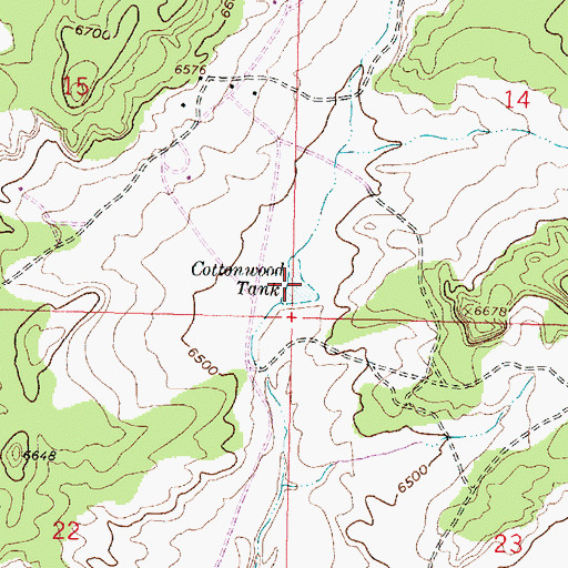 Topographic Map of Cottonwood Tank, NM