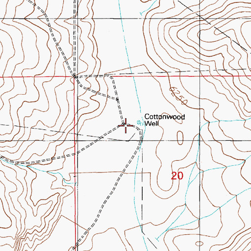 Topographic Map of Cottonwood Well, NM