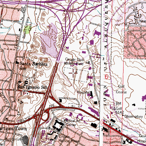 Topographic Map of Cougar Club Athletic Field, NM