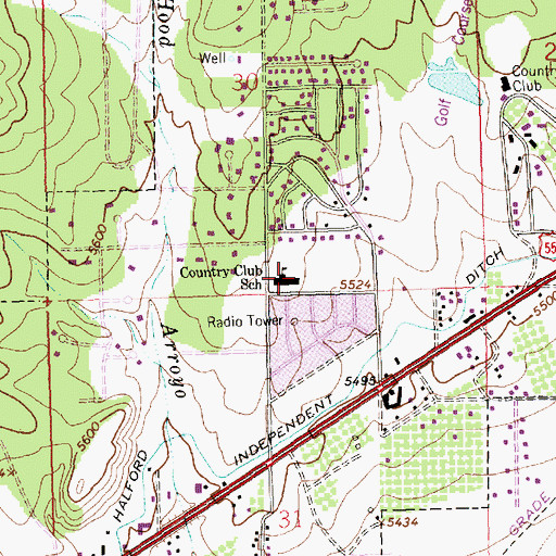 Topographic Map of Country Club School, NM