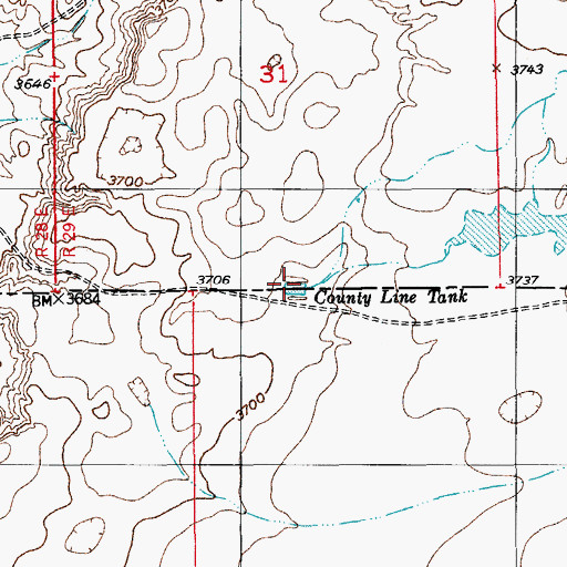 Topographic Map of County Line Tank, NM
