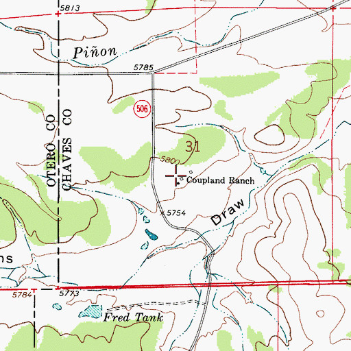 Topographic Map of Coupland Ranch, NM