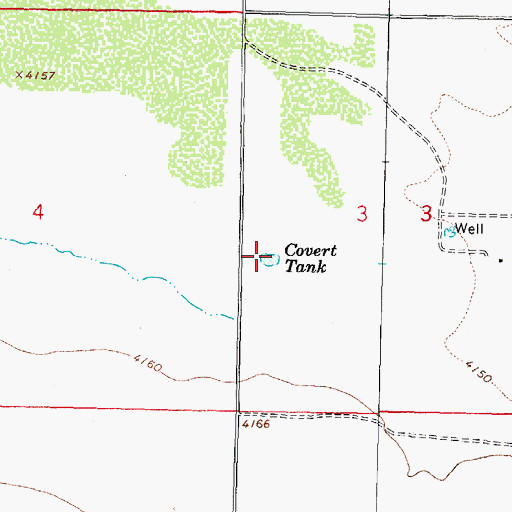 Topographic Map of Covert Tank, NM