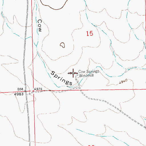 Topographic Map of Cow Springs Windmill, NM