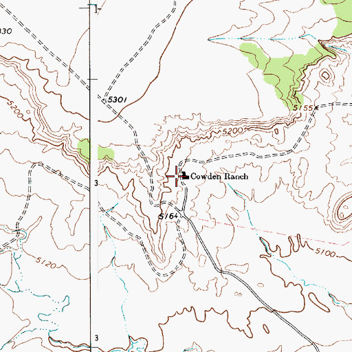 Topographic Map of Cowden Ranch, NM