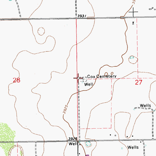 Topographic Map of Cox Cemetery, NM