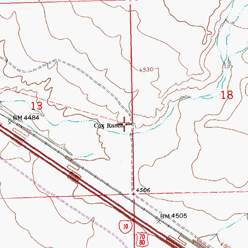 Topographic Map of Cox Ranch, NM