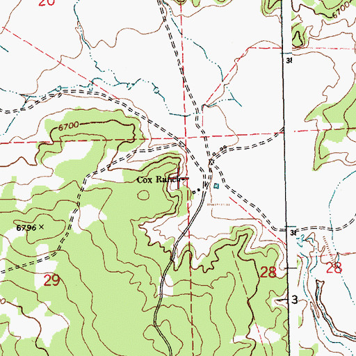 Topographic Map of Cox Ranch, NM