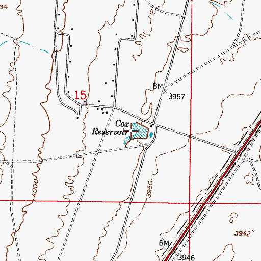 Topographic Map of Cox Reservoir, NM