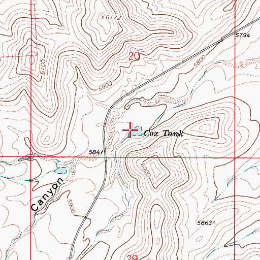 Topographic Map of Cox Tank, NM