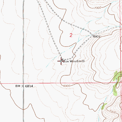 Topographic Map of Cox Windmill, NM