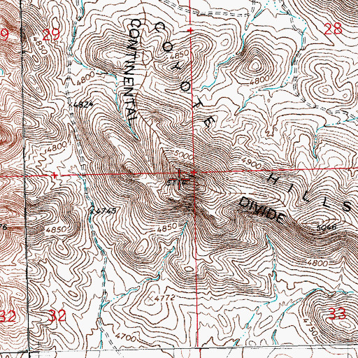 Topographic Map of Coyote Hills, NM