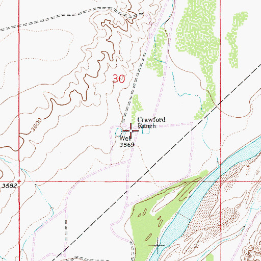 Topographic Map of Crawford Ranch, NM