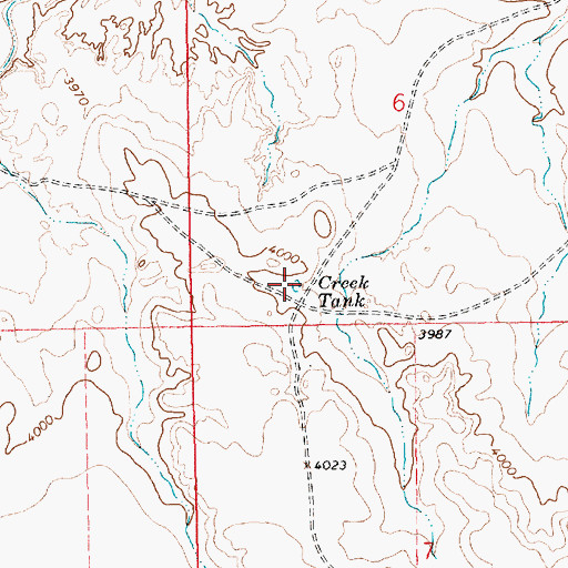 Topographic Map of Creek Tank, NM