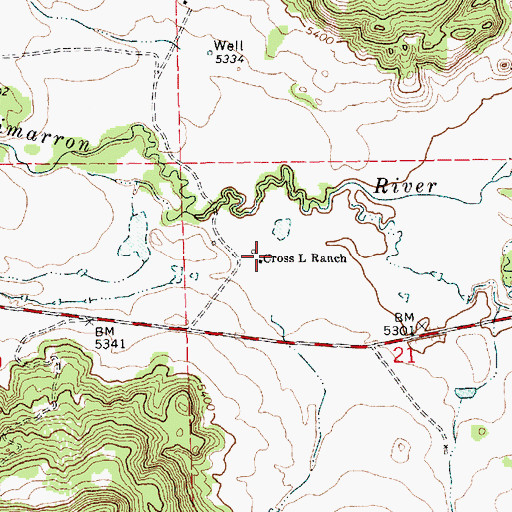 Topographic Map of Cross L Ranch, NM