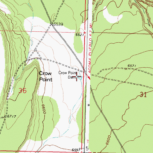 Topographic Map of Crow Point Dam, NM