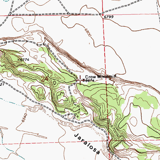 Topographic Map of Crow Windmill, NM