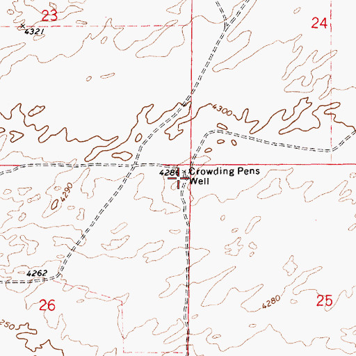 Topographic Map of Crowding Pens Well, NM