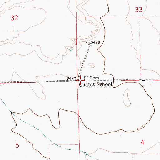 Topographic Map of Cuates School, NM