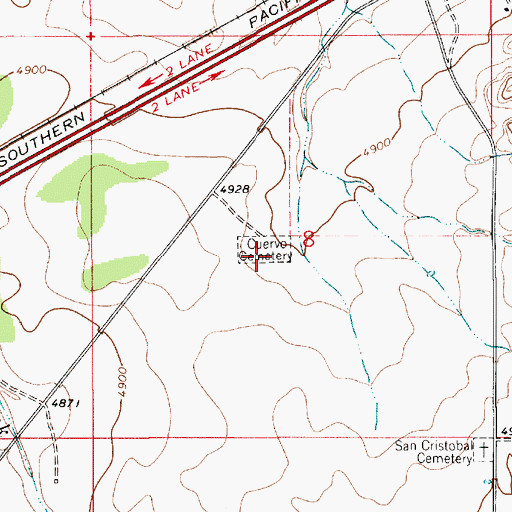 Topographic Map of Cuervo Cemetery, NM