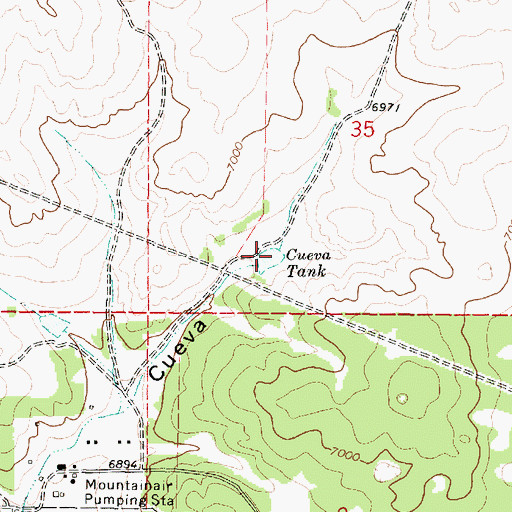 Topographic Map of Cueva Tank, NM