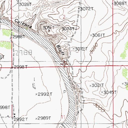 Topographic Map of Culebra Bluff, NM