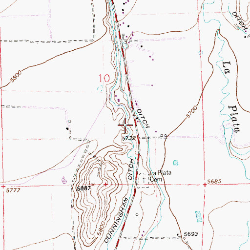 Topographic Map of Cunningham Ditch, NM