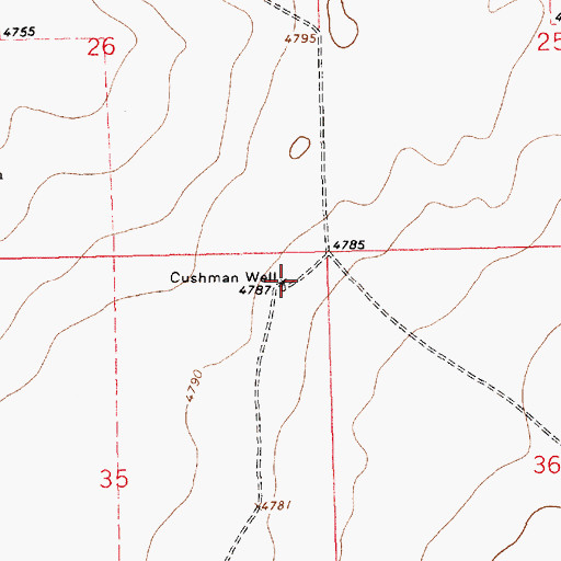 Topographic Map of Cushman Well, NM