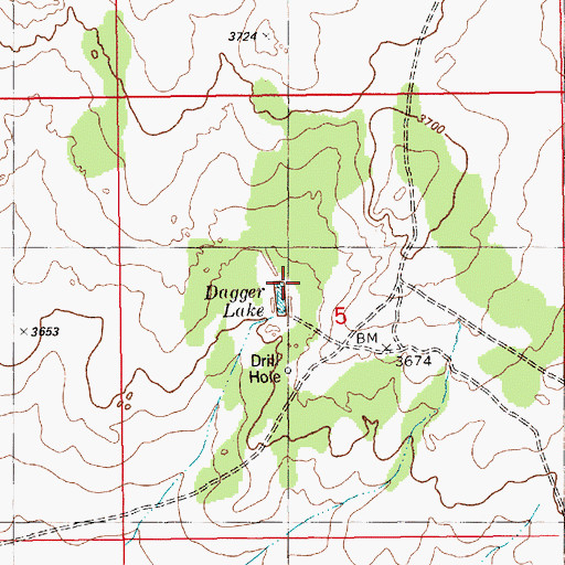 Topographic Map of Dagger Lake, NM