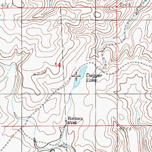 Topographic Map of Dagger Lake, NM