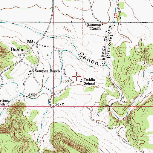 Topographic Map of Dahlia School, NM