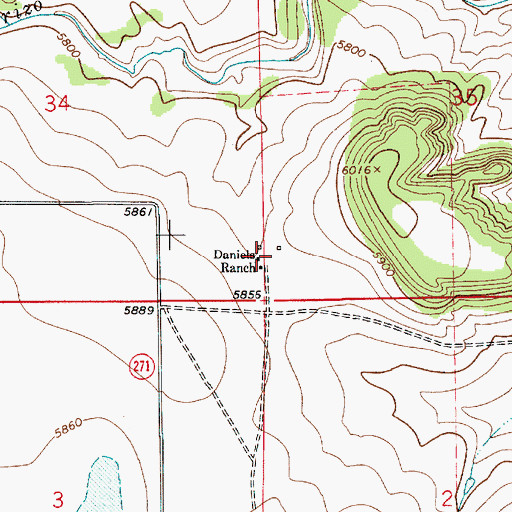 Topographic Map of Daniels Ranch, NM