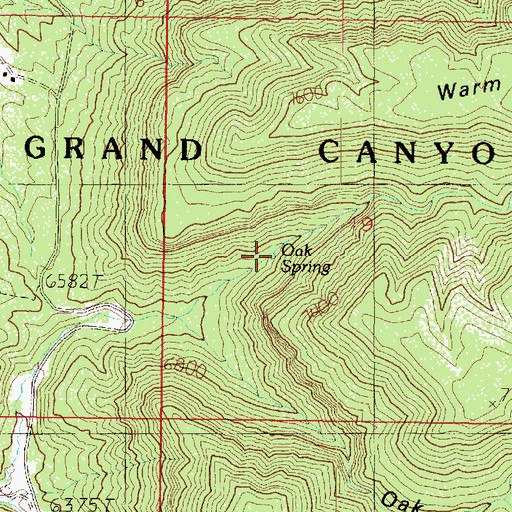 Topographic Map of Oak Spring, AZ