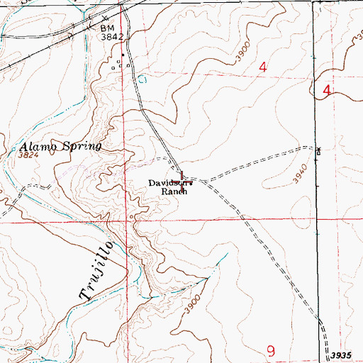 Topographic Map of Davidson Ranch, NM