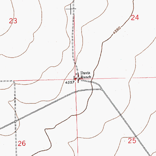 Topographic Map of Davis Ranch, NM