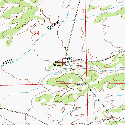 Topographic Map of Davis Ranch, NM