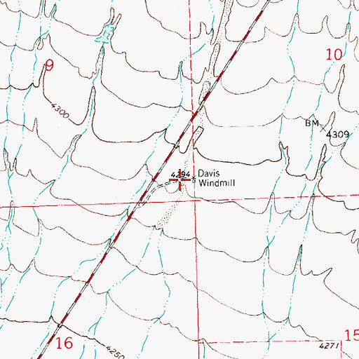 Topographic Map of Davis Windmill, NM